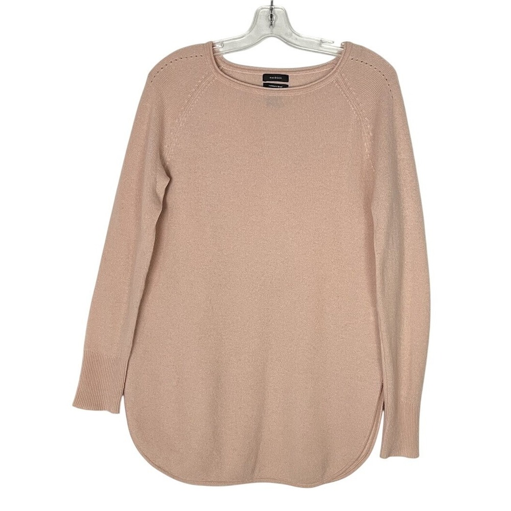Halogen Size S Womens Pink Cashmere & Wool Blend Round Neck Sweater